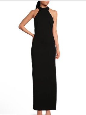 Badgley Mischka Black Halter-Neck Formal Dress
